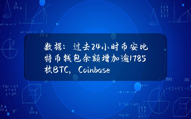 数据：过去24小时币安比特币钱包余额增加逾1785枚BTC，CoinbasePro减少超1090枚BTC