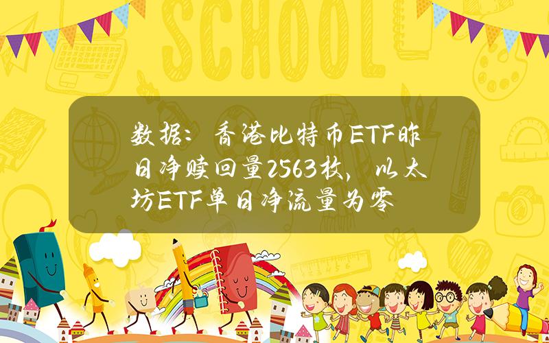 数据：香港比特币ETF昨日净赎回量25.63枚，以太坊ETF单日净流量为零