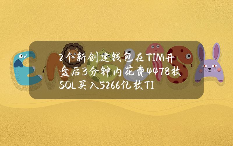 2个新创建钱包在TIM开盘后3分钟内花费44.78枚SOL买入5.266亿枚TIM