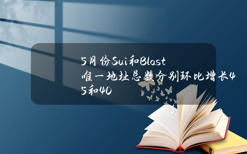 5月份Sui和Blast唯一地址总数分别环比增长45%和40%