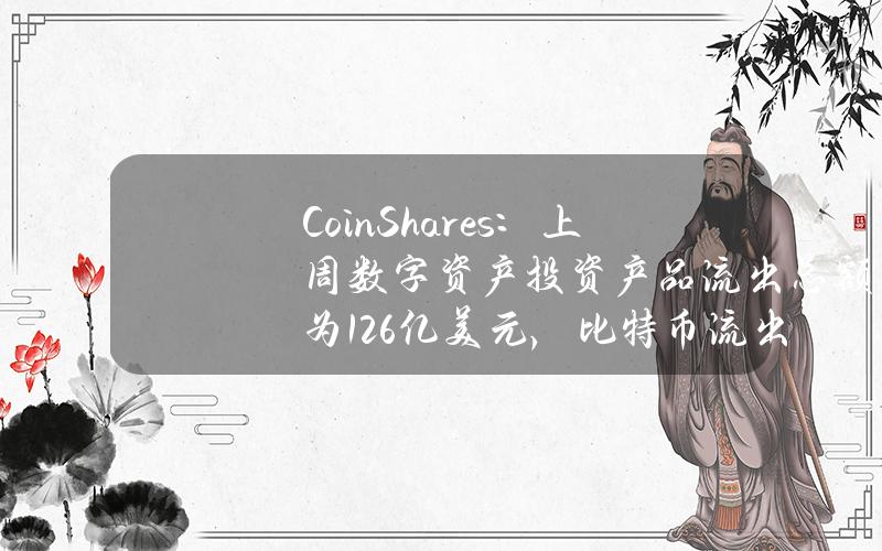 CoinShares：上周数字资产投资产品流出总额为1.26亿美元，比特币流出1.1亿美元