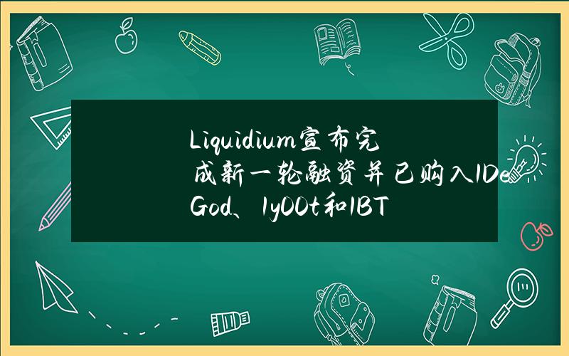 Liquidium宣布完成新一轮融资并已购入1DeGod、1y00t和1BTCDeGod